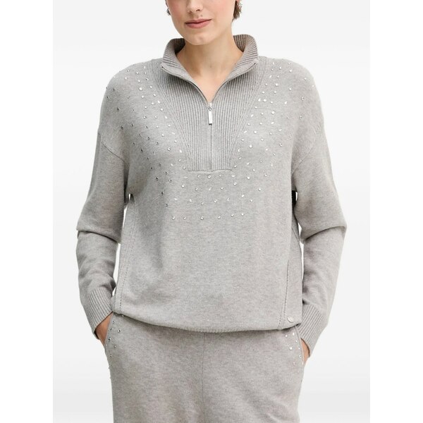 ジョセフリブコフ レディース 編み物\u0026ティーシャツ アウター Half-zip embellished sweater Grey