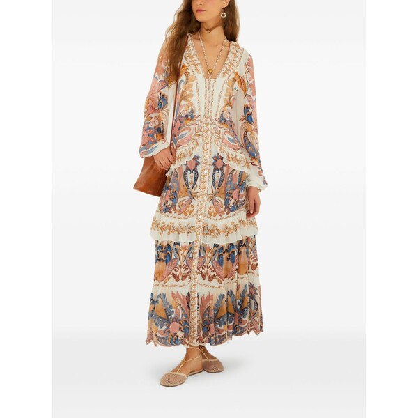 農園 リオ レディース 衣裳 トップス Tiered ruffled maxi dress Neutrals