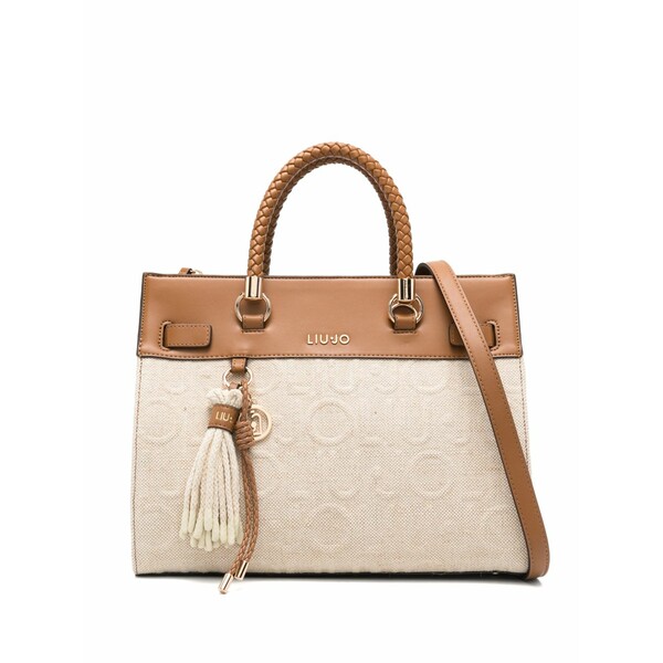 リュージョー レディース トートバッグ バッグ Manhattan braided-handle jacquard tote bag Neutrals|asty