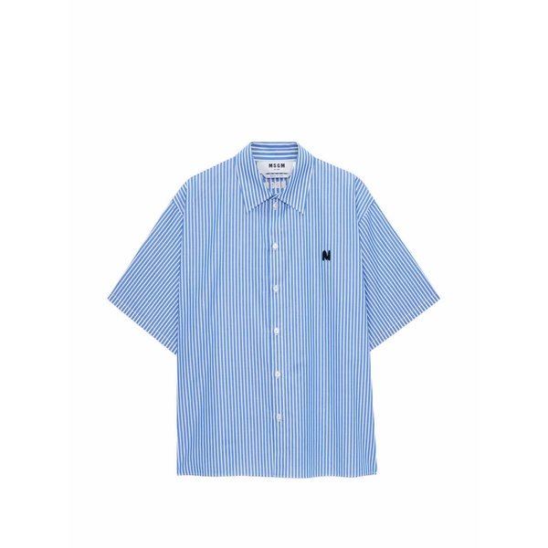 エムエスジイエム メンズ プルオーバー トップス Striped short-sleeve shirt Blue