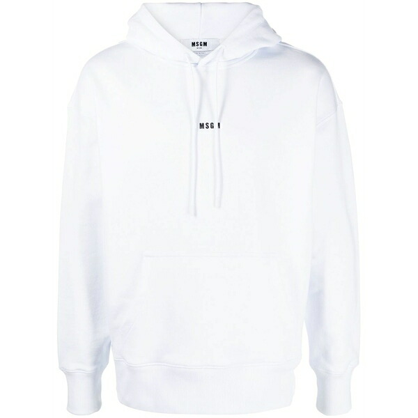 エムエスジイエム メンズ パーカー・スウェットシャツ アウター Logo-print hoodie White|asty