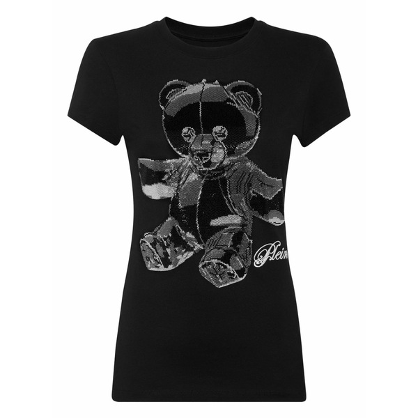 フィリップ飾り気のない レディース ティーシャツ トップス Crystal-embellished teddy t-shirt Black