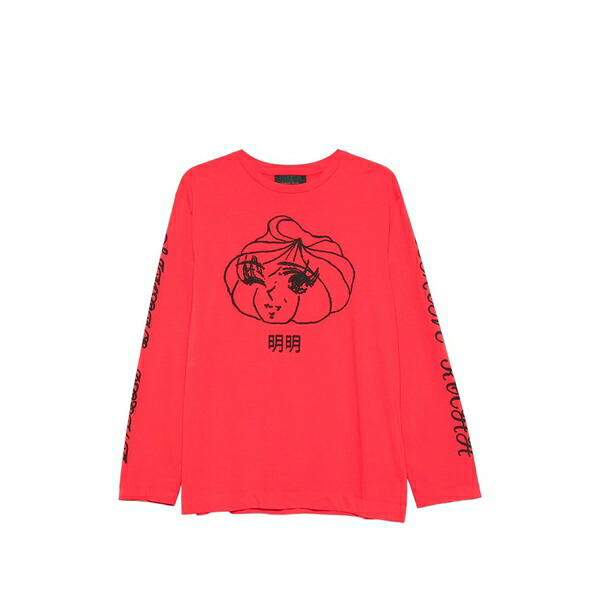 シモーネ・ロシャ メンズ プルオーバー トップス Printed long-sleeve t-shirt Red