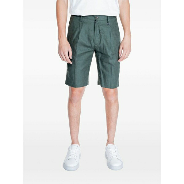 アンソニーモラート メンズ 心地よいズボン下 ボトムス Pressed-crease shorts Green