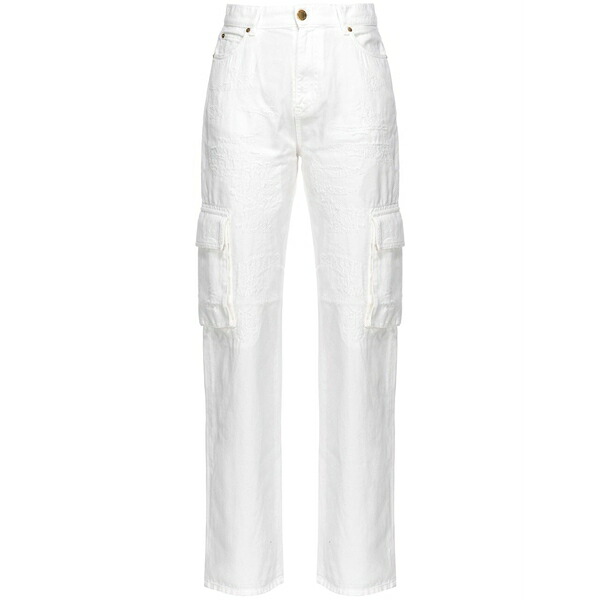 ピンコ レディース ジーンズズボン下 ボトムス High-rise straight-leg cargo jeans  White