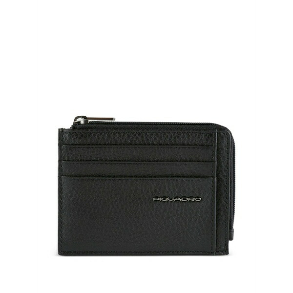 ピークアドロ  メンズ 紙入れ 付属品 Grained leather coin purse Black