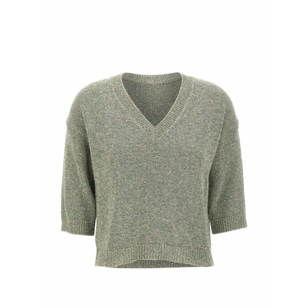 カングラ  レディース ティーシャツ トップス Sequin-embellished v-neck blouse Green