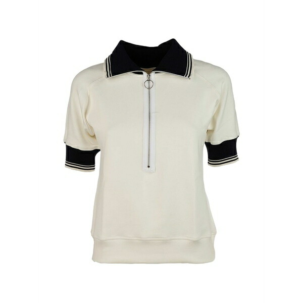 ポールアンドシャーク レディース スポーツシャツ トップス Striped-trim zip-fastening polo shirt Neutrals