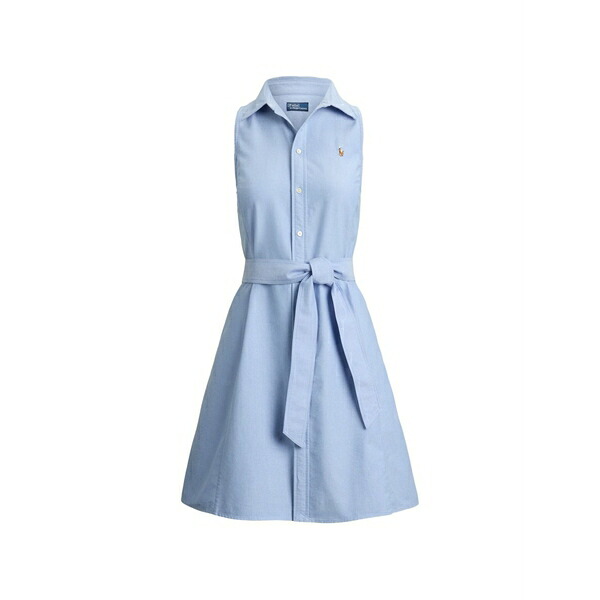 ラルフローレン レディース 衣裳 トップス Belted sleeveless shirt dress Blue
