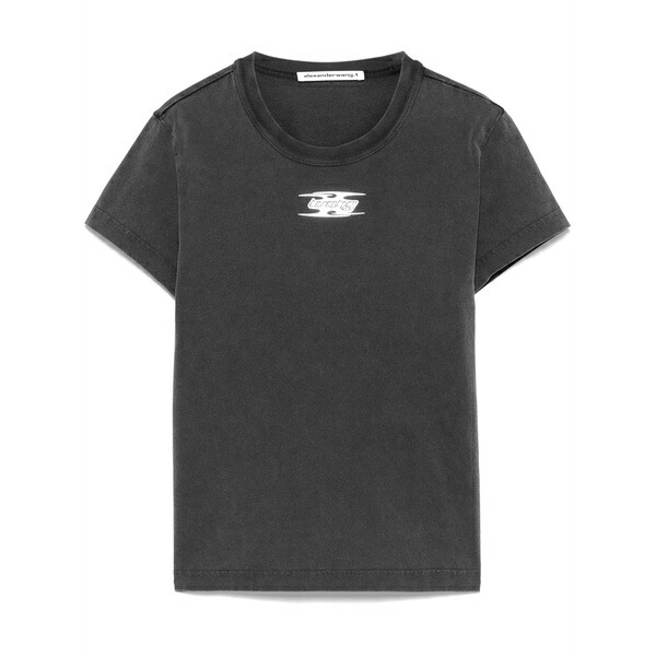アレキサンダーワン レディース Tシャツ トップス Puff logo shrunken t-shirt Grey|asty