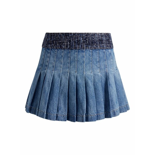 アリス アンド オリビア レディース スコート ボトムス Mera pleated denim skirt Blue
