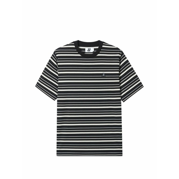 イズエ メンズ ティーシャツ トップス Striped bear-detail t-shirt Black