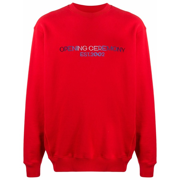 開会式 メンズ パーカー・スウェットシャツ アウター Embroidered logo sweatshirt Red
