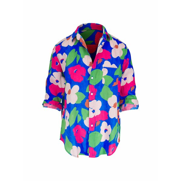 真っ直ぐ ＆ アイリーン レディース プルオーバー トップス Floral-print eileen shirt Blue
