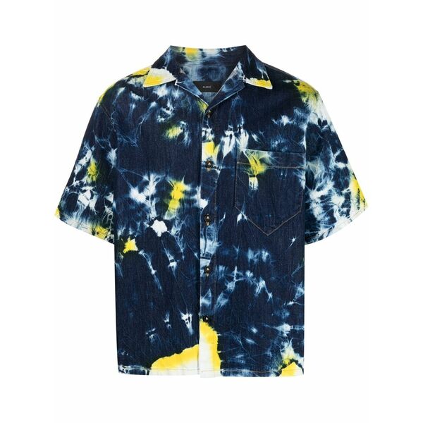 アラヌイ メンズ プルオーバー トップス Abstract-print shirt-sleeve shirt Blue