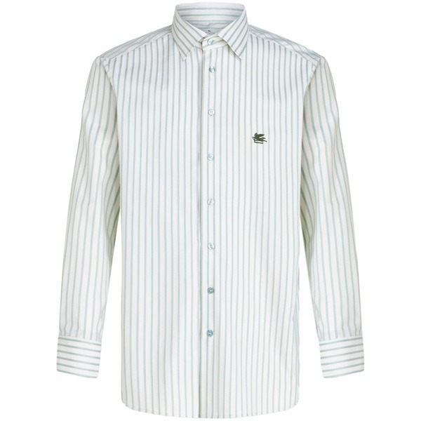 エトロ メンズ プルオーバー トップス Logo-embroidered cotton shirt  Green