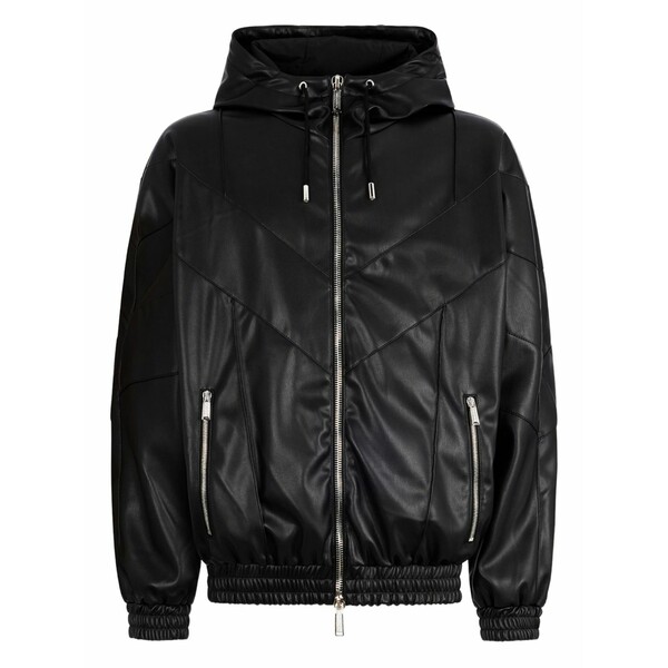 ディースクエアード メンズ 上衣＆上衣 アウター Zipped faux leather jacket Black