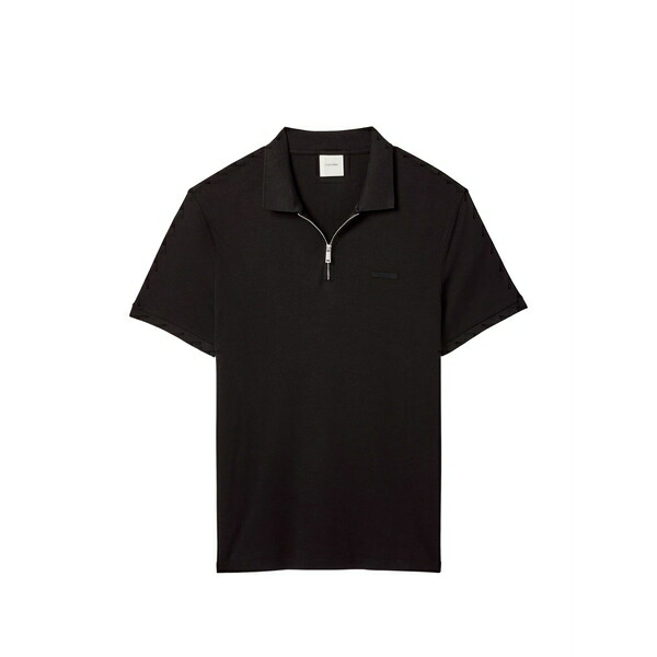 カルバンクライン メンズ スポーツシャツ トップス Zip-fastening logo-patch polo shirt Black