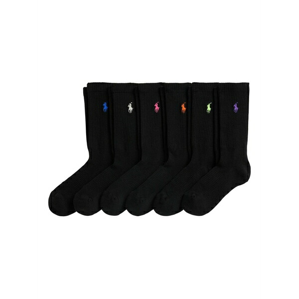 ラルフローレン レディース ソックス アンダー御召しもの Polo pony-embroidered socks (pack of six) Black
