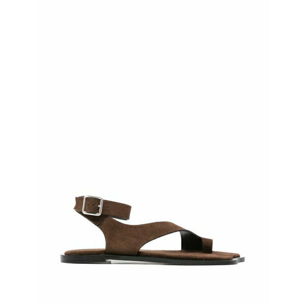 アロハス レディース サンダル シューズ Buckle-fastening asymmetric sandals Brown