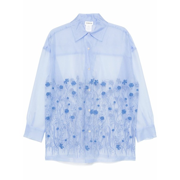 パロッシュ レディース ティーシャツ トップス Floral-embroidered shirt Blue
