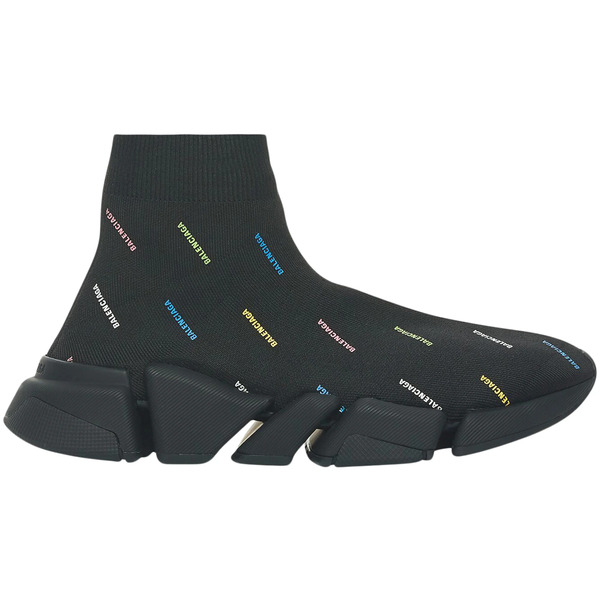 Balenciaga バレンシアガ レディース スニーカー 【Balenciaga Speed 2.0 AllOver Logo Recycled Knit Black Multicolor (Women's)】 サイズ US_8(25.0cm) Black/Multicolor｜asty