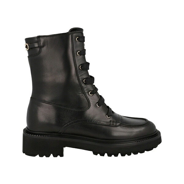 Ferragamo フェラガモ レディース スニーカー  【Ferragamo Leather Combat Boots Black (Women)】  サイズ US_9.5(26.5cm) Black