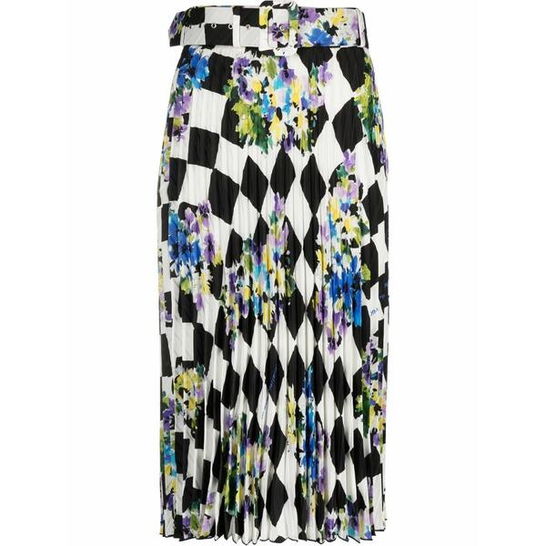 象牙色 レディース スコート ボトムス Check plisse printed skirt Black