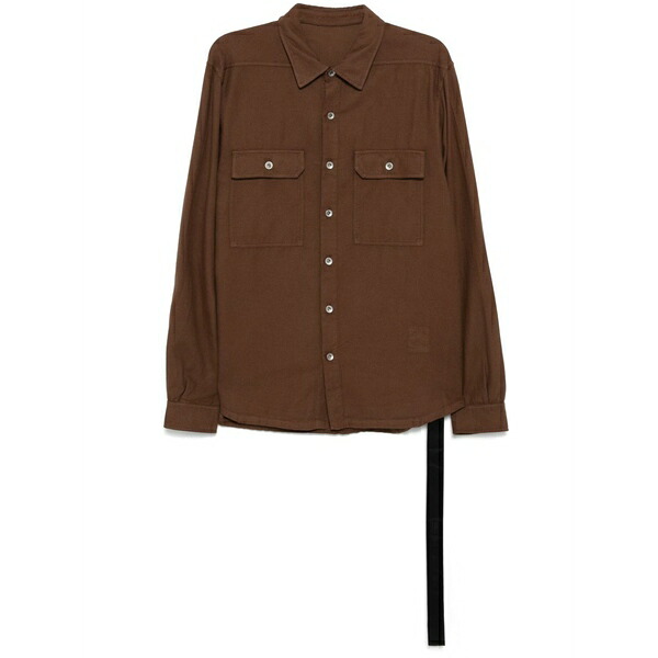 リックオウエンス メンズ プルオーバー トップス Cotton shirt Brown