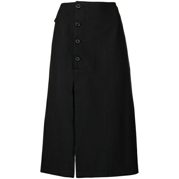 鍵を掛ける レディース スコート ボトムス Button-detail MIDI skirt Black ボトムス-スカート-レディースファッション