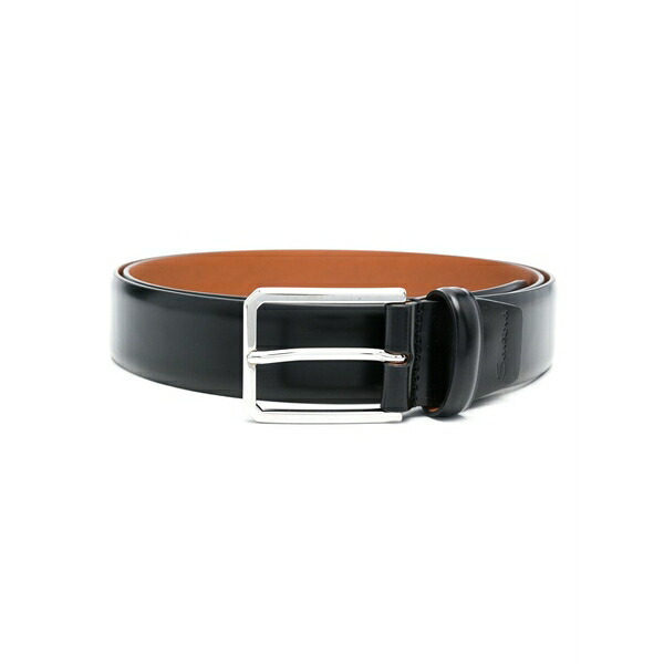 サントーニ メンズ 三尺帯 添え物 Buckle leather belt Black