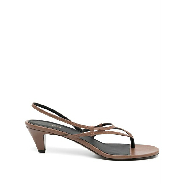 ネオウス レディース サンダル シューズ Leather heeled sandals Brown|asty