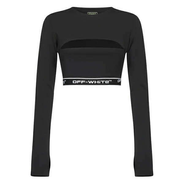 象牙色 レディース プルオーバー トップス Logo-detail long-sleeves top Black
