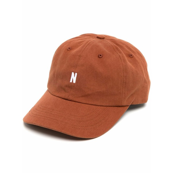北の方事業計画 メンズ かぶり笠 添え物 Logo-embroidered baseball cap Brown