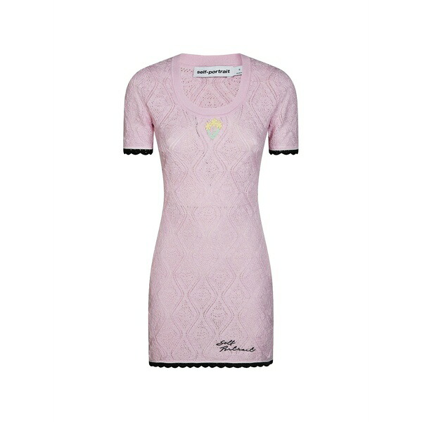 セルフ・ポートレイト レディース ワンピース トップス Pointelle knit mini dress Pink|asty