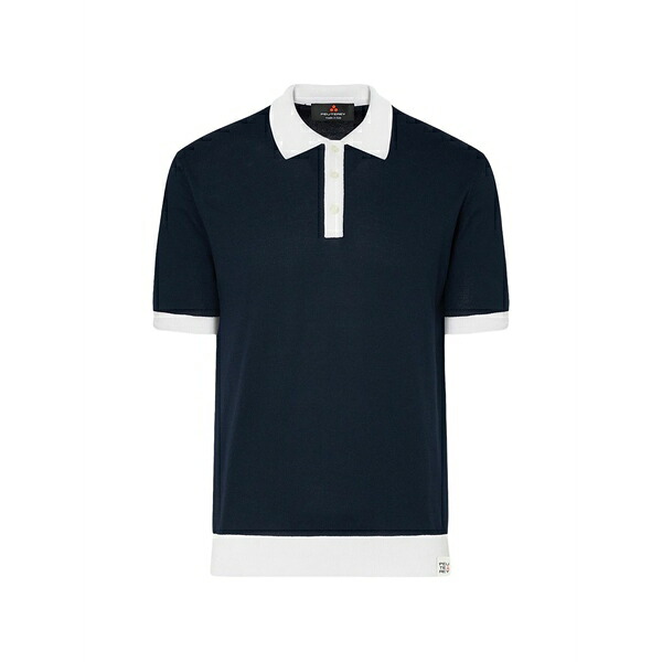 ピューテリー メンズ スポーツシャツ トップス Contrast-collar polo shirt Blue