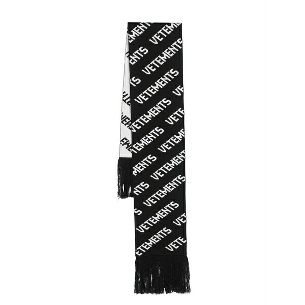 ヴェトモン メンズ えり巻き・袈裟・えり巻き 付属物 Logo-intarsia merino scarf Black