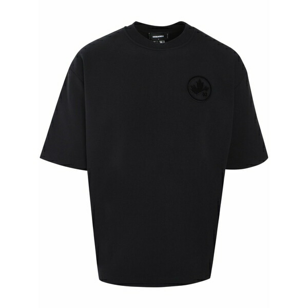 ディースクエアード メンズ プルオーバー トップス Logo-appliqu?? t-shirt Black