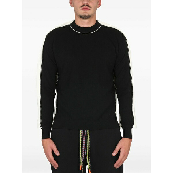 アンブッシュ メンズ 編み物\u0026プルオーバー アウター Colour-block crew-neck sweater Black