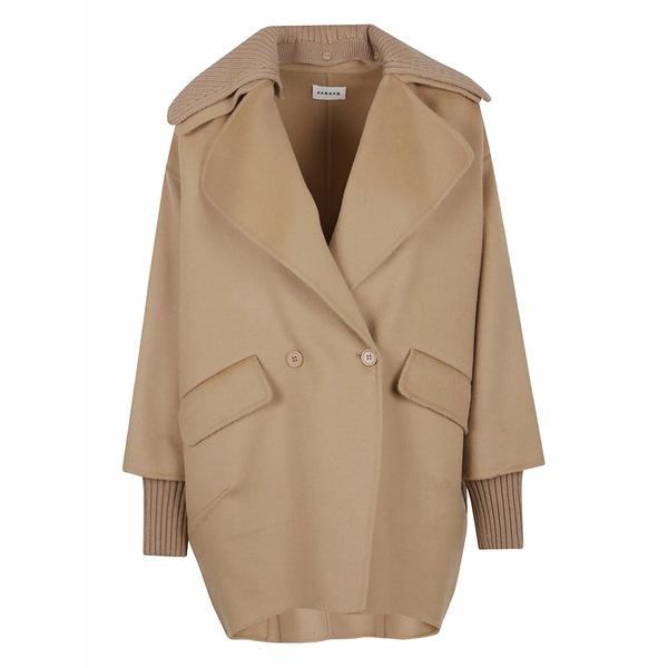 パロッシュ レディース 厚地の外套 アウター Ribbed-collar double-breasted coat Neutrals