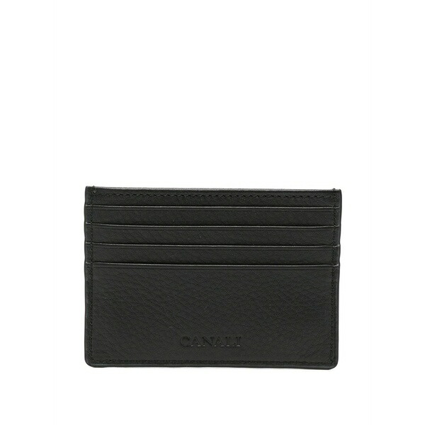 カナーリ メンズ 紙入れ 付属品 Logo leather cardholder Black