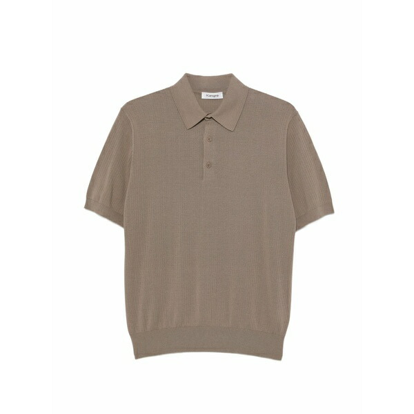 カングラ  メンズ スポーツシャツ トップス Textured short-sleeve polo shirt Brown