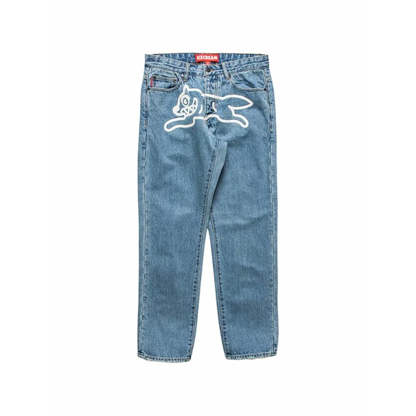 クリーム メンズ 心地好いズボン下 ボトムス Running dog arrow graphic-print jeans Blue