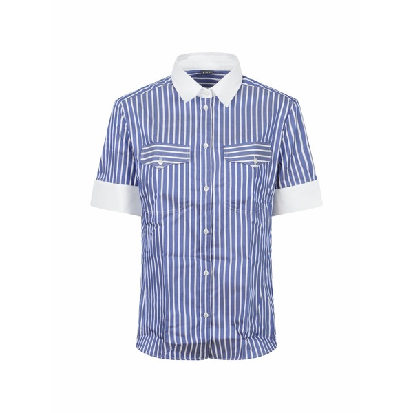 フェイ レディース シャツ トップス Striped short-sleeve shirt Blue｜asty