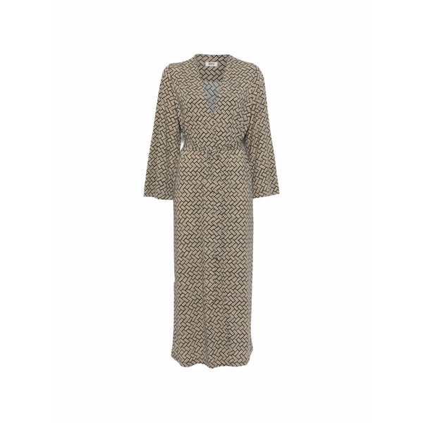 シユ レディース 厚地の外套 アウター Geometric-print wrap coat Neutrals