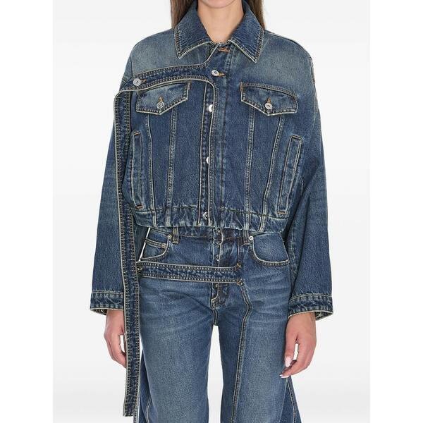 ジャン極点 ゴルチエ レディース 上衣＆上衣 アウター Strap denim jacket Blue