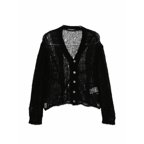 アワーレガシー メンズ ジレー アウター Academy ragged open-knit cardigan Black