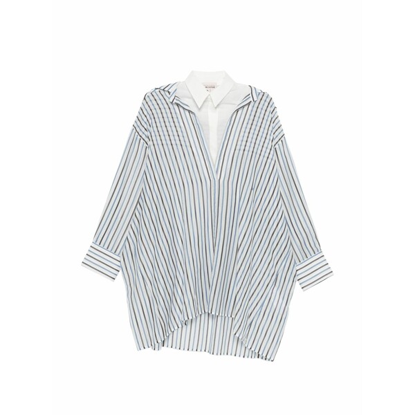 セミクチュール レディース プルオーバー トップス Striped v-neck shirt White