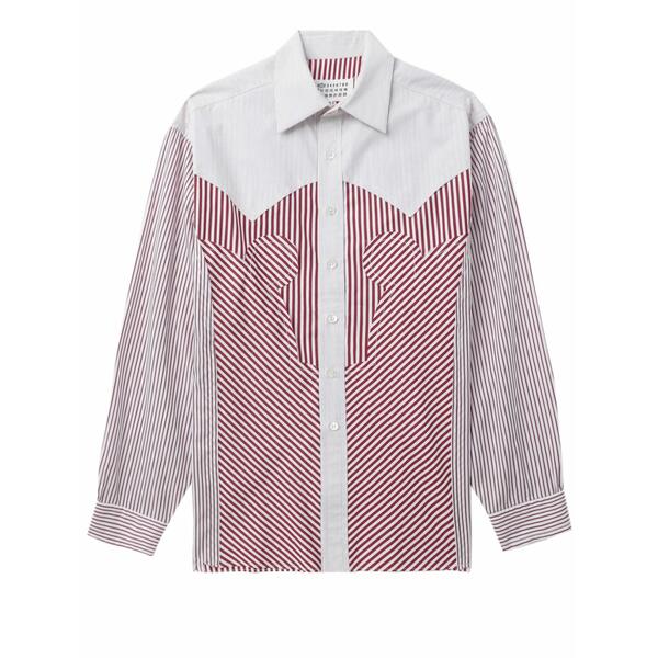 マルタンマルジェラ レディース シャツ トップス Striped cotton shirt White|asty