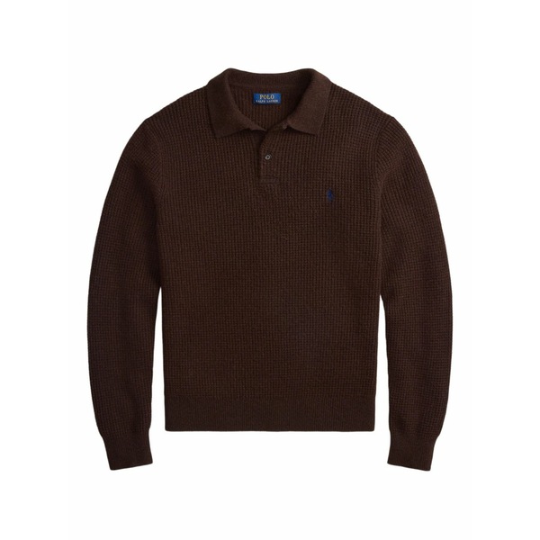 ラルフローレン メンズ スポーツシャツ トップス Waffle-knit polo-collar sweater Brown